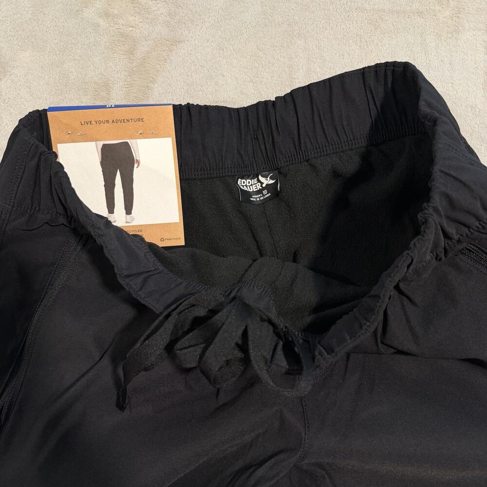 Eddie Bauer Women's Rainier Fleece Lined Jogger Pant Size 10 -Black-Brand New - Picture 2 of 4